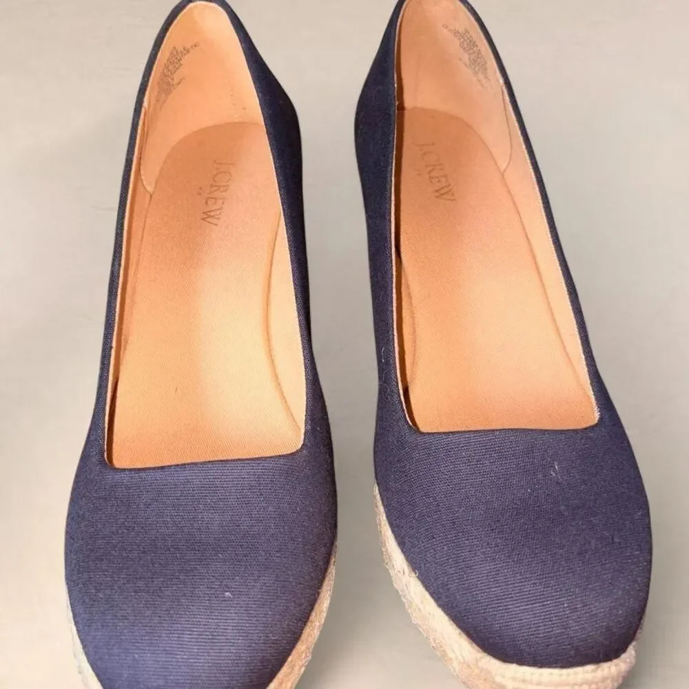J. Crew Women's Size 9 Navy and Blue Wedge Platforms